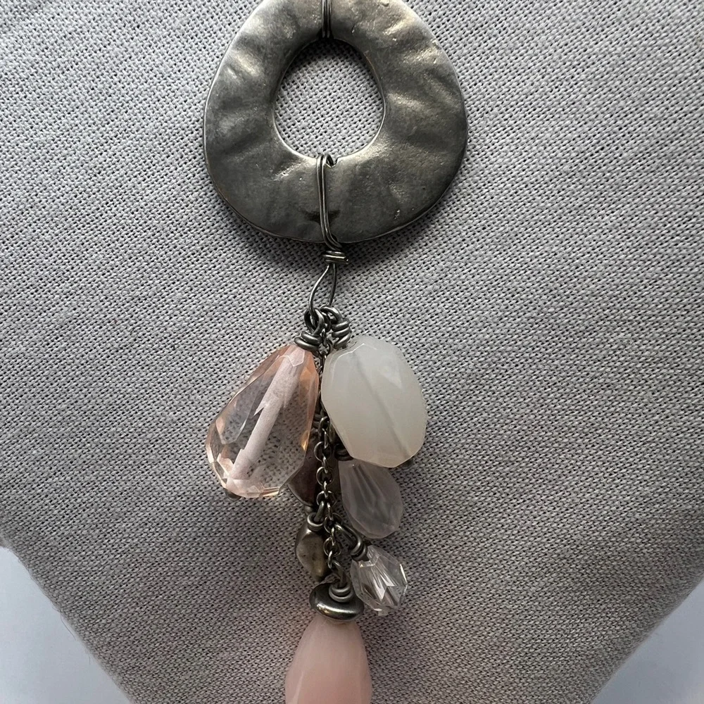 Lia Sophia Silver chain with soft pink and white toned gems